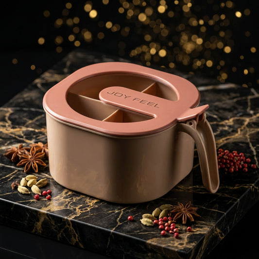 4-Section Spice Storage Box with Lids & Serving Spoons